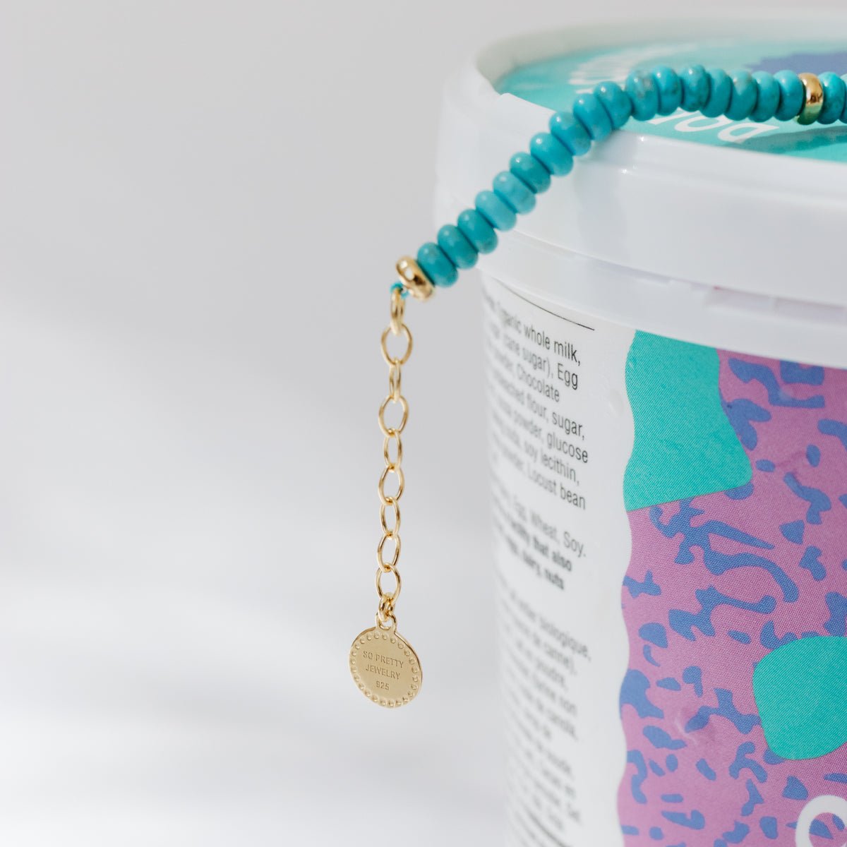 JOY BEADED CHARM NECKLACE - TURQUOISE &amp; GOLD - SO PRETTY CARA COTTER