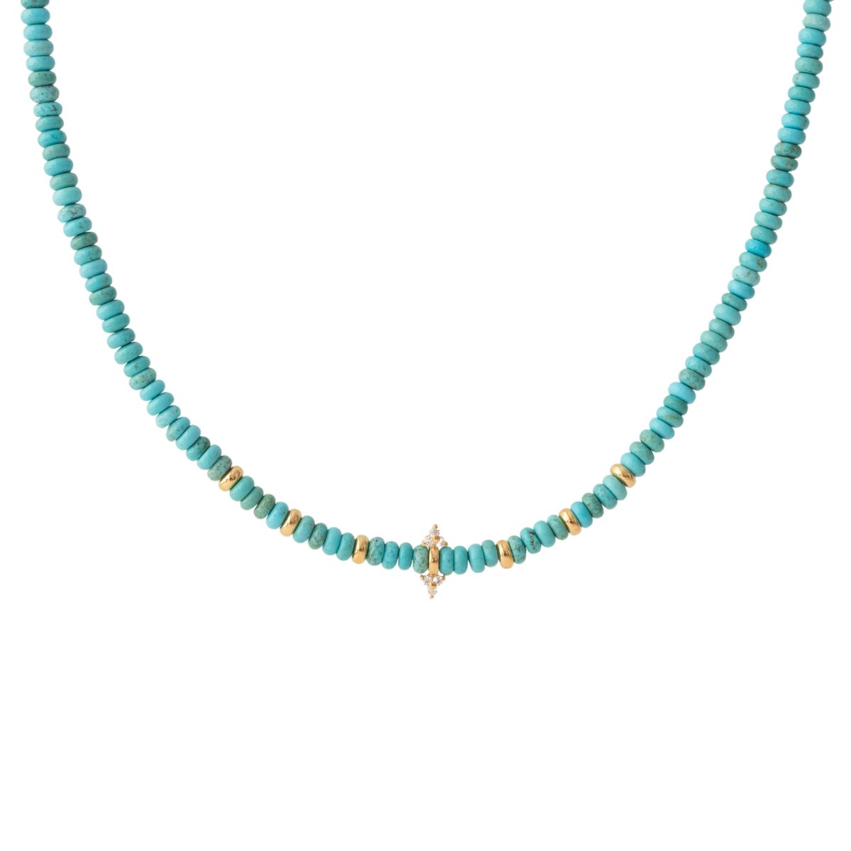 JOY BEADED CHARM NECKLACE - TURQUOISE &amp; GOLD - SO PRETTY CARA COTTER