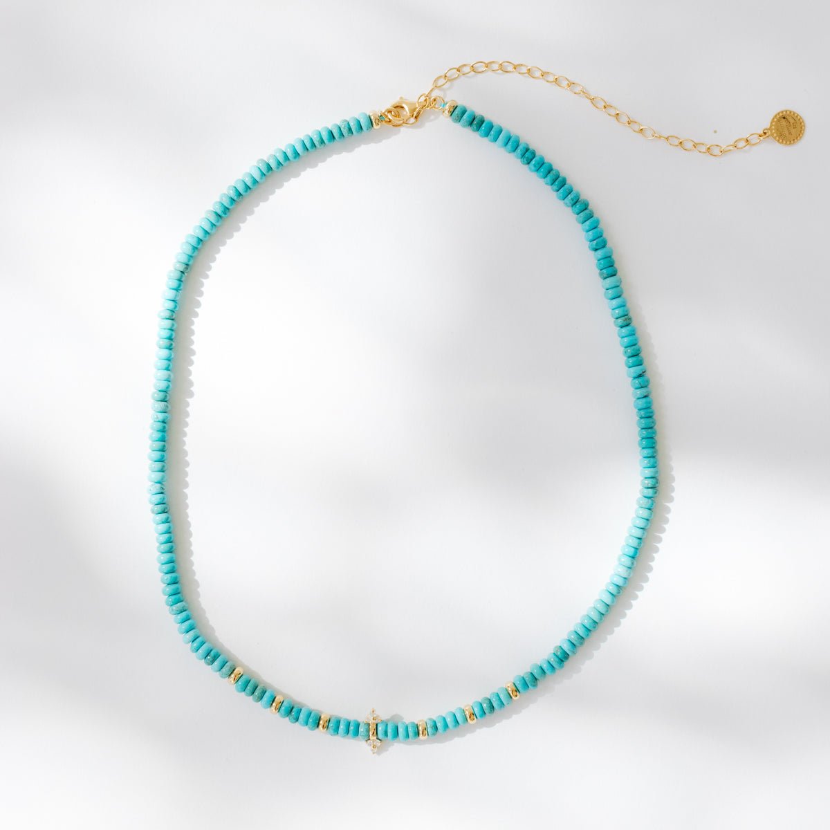 JOY BEADED CHARM NECKLACE - TURQUOISE &amp; GOLD - SO PRETTY CARA COTTER