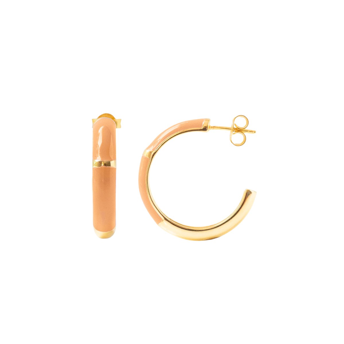JOY MIDI CYLINDER HOOPS - PEACH ENAMEL & GOLD - SO PRETTY CARA COTTER