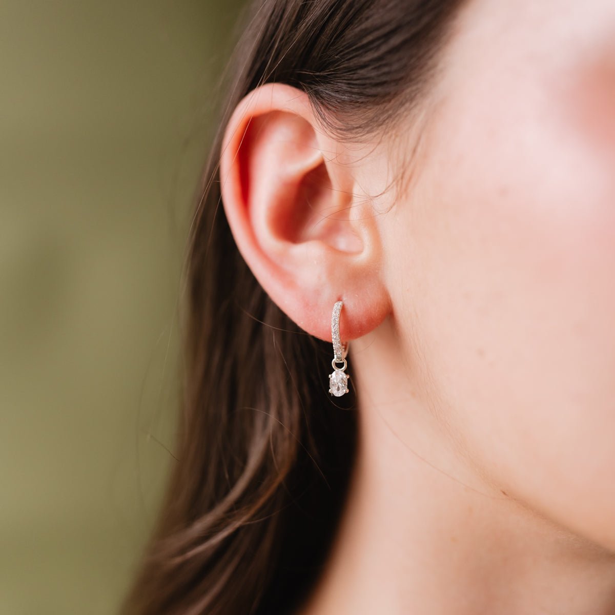 KIND HUGGIE DANGLE HOOPS - CUBIC ZIRCONIA & SILVER - SO PRETTY CARA COTTER