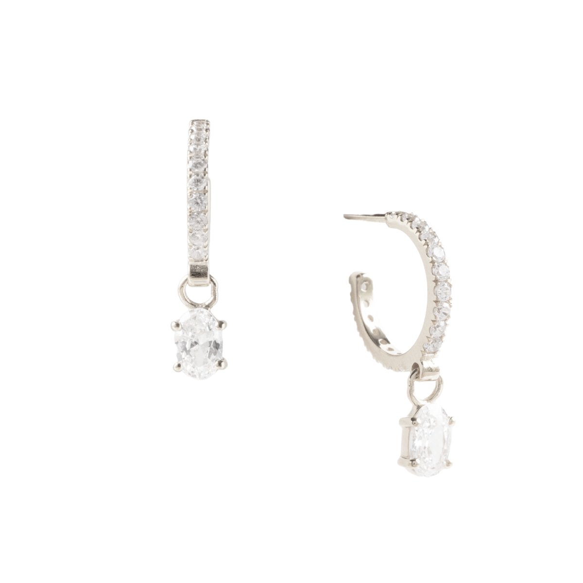 KIND HUGGIE DANGLE HOOPS - CUBIC ZIRCONIA &amp; SILVER - SO PRETTY CARA COTTER