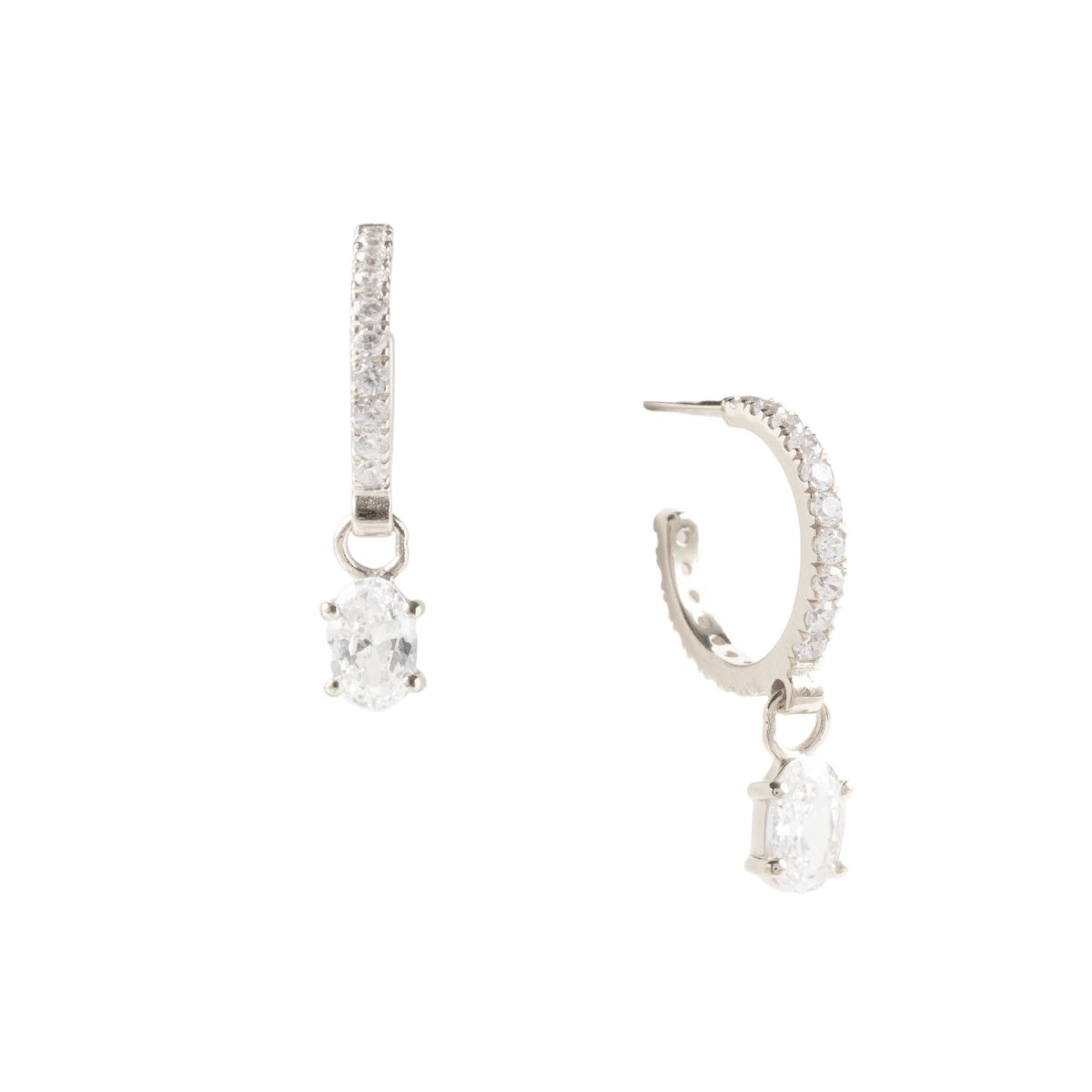 KIND HUGGIE DANGLE HOOPS - CUBIC ZIRCONIA & SILVER - SO PRETTY CARA COTTER