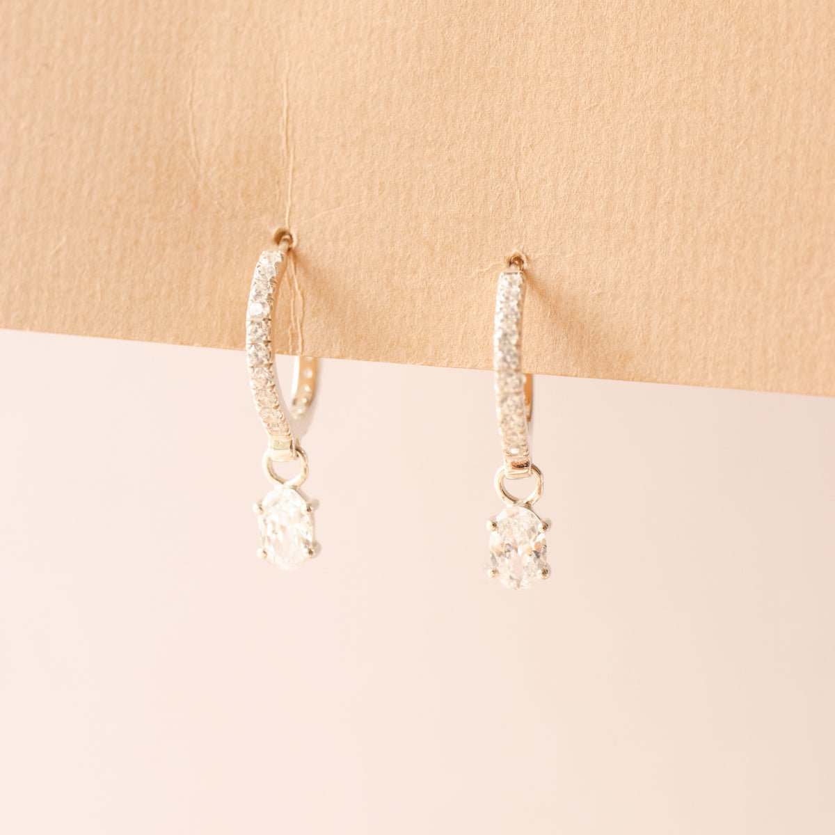 KIND HUGGIE DANGLE HOOPS - CUBIC ZIRCONIA &amp; SILVER - SO PRETTY CARA COTTER