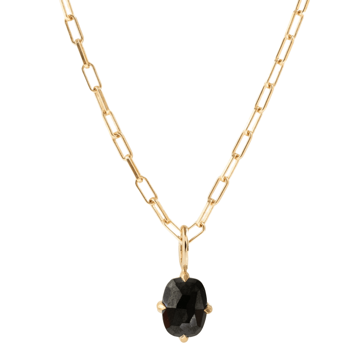 Kind Paperclip Necklace - Black Onxy & Gold - SO PRETTY CARA COTTER