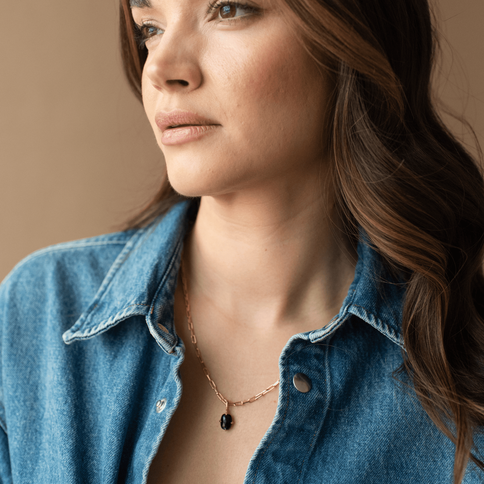 Kind Paperclip Necklace - Black Onxy & Gold - SO PRETTY CARA COTTER