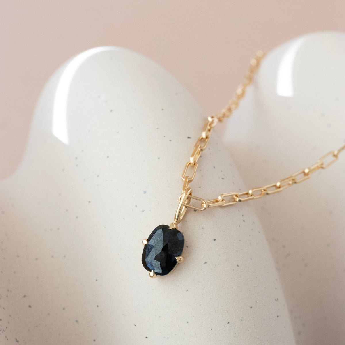 Kind Paperclip Necklace - Black Onxy & Gold - SO PRETTY CARA COTTER