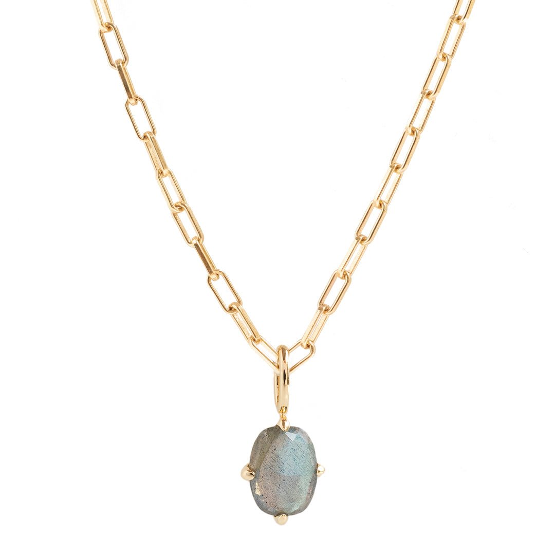 KIND PAPERCLIP NECKLACE - LABRADORITE &amp; GOLD - SO PRETTY CARA COTTER