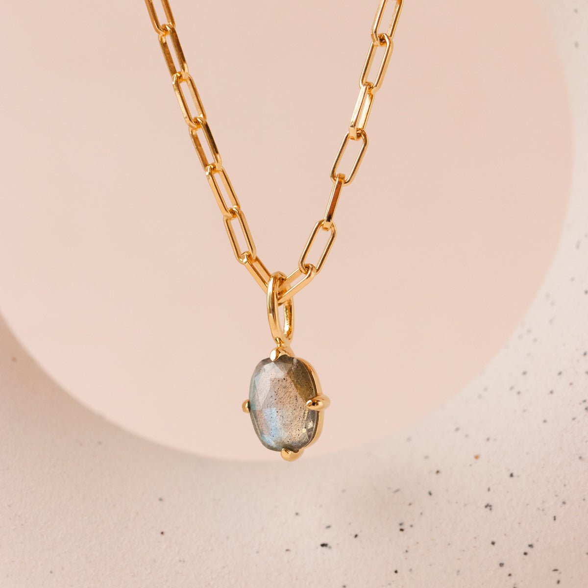 KIND PAPERCLIP NECKLACE - LABRADORITE &amp; GOLD - SO PRETTY CARA COTTER