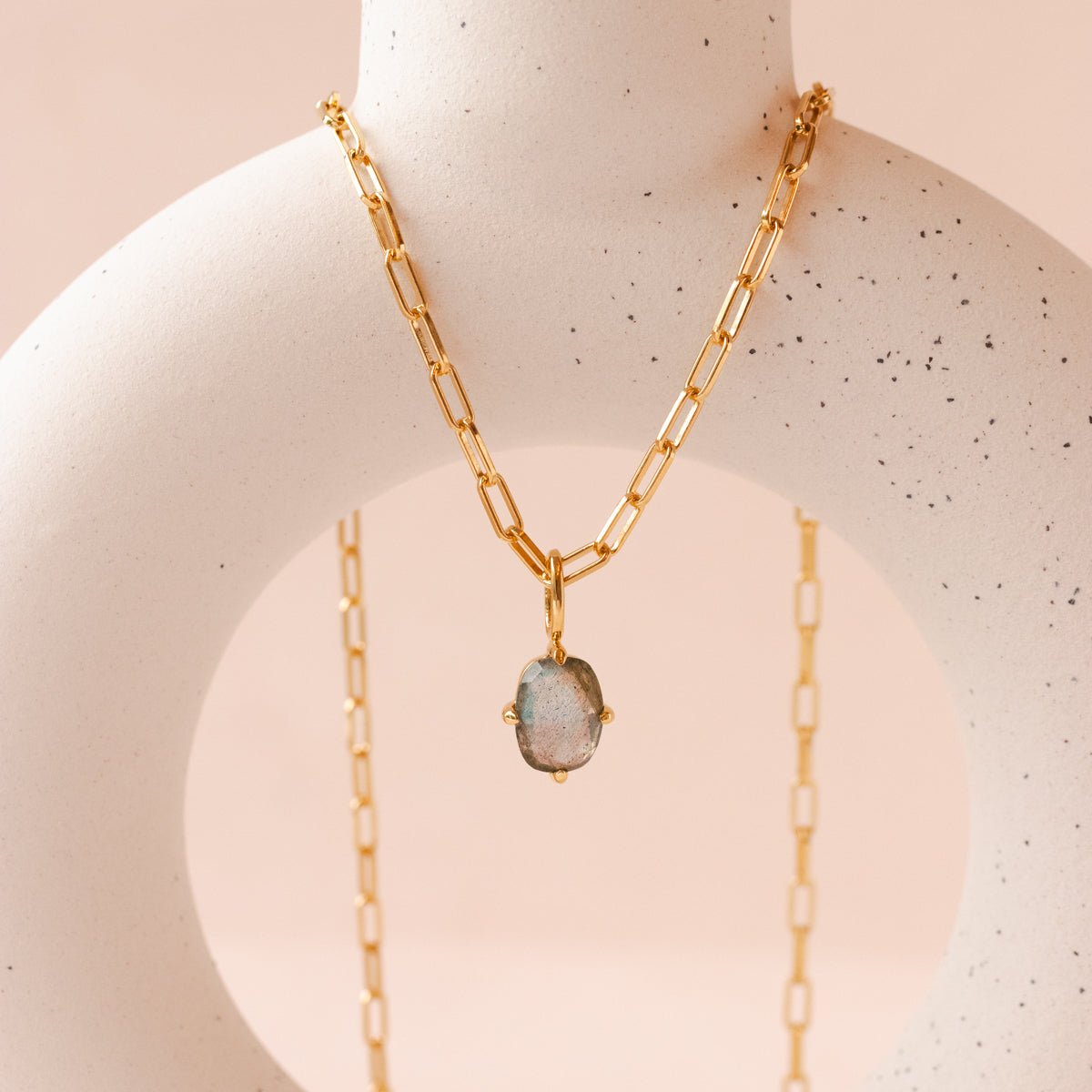 KIND PAPERCLIP NECKLACE - LABRADORITE &amp; GOLD - SO PRETTY CARA COTTER