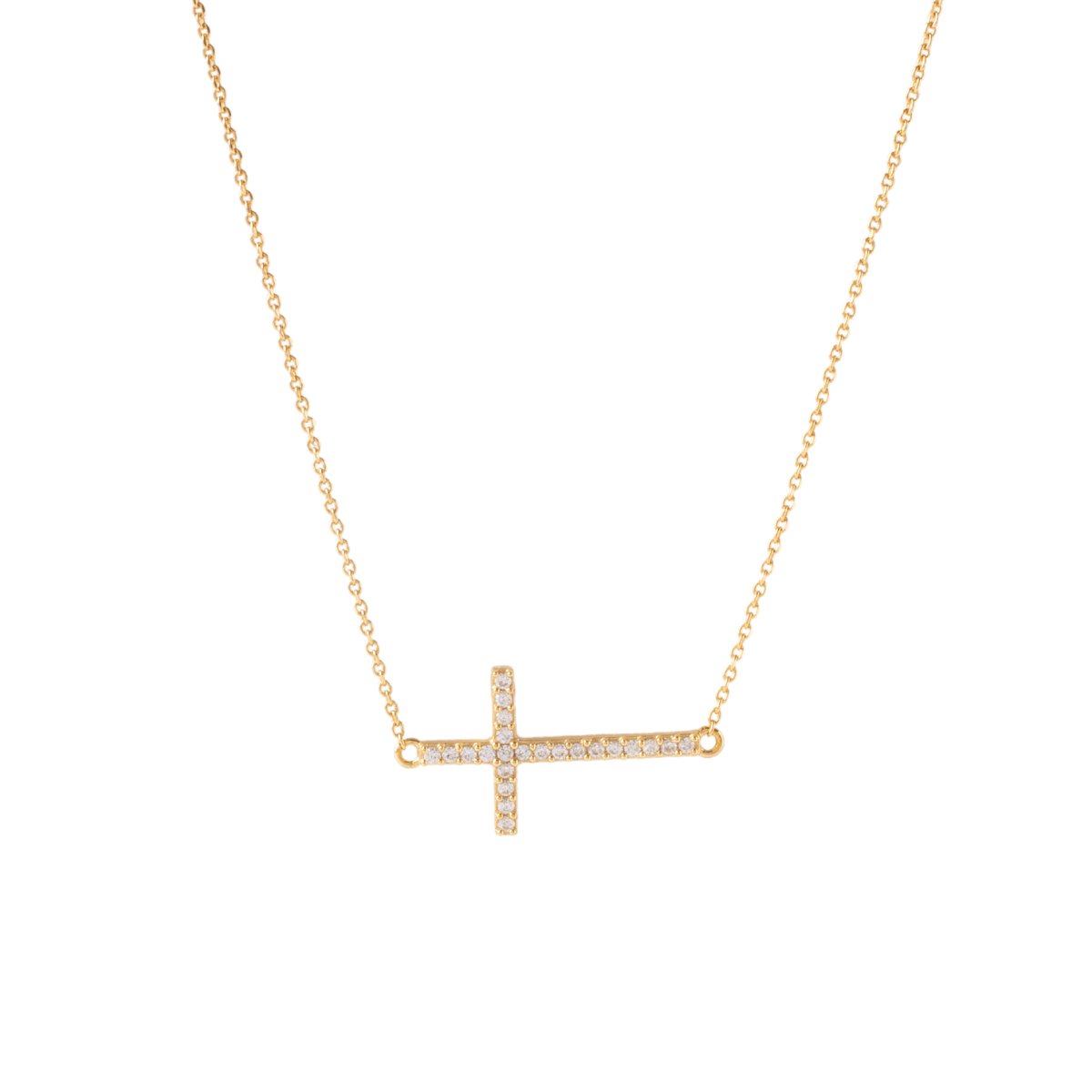 LOVE CROSS NECKLACE - CUBIC ZIRCONIA & GOLD - SO PRETTY CARA COTTER