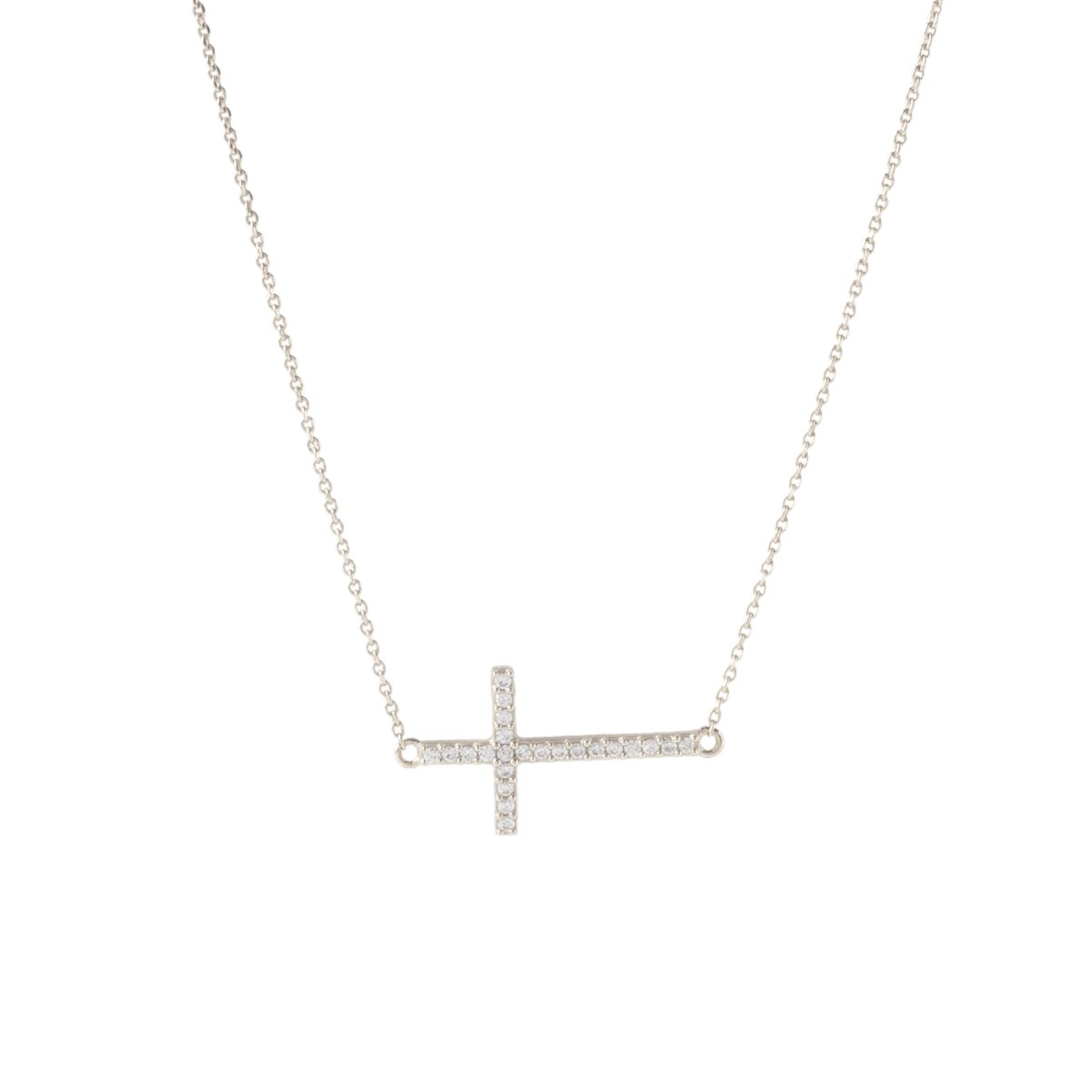 LOVE CROSS NECKLACE - CUBIC ZIRCONIA & SILVER - SO PRETTY CARA COTTER
