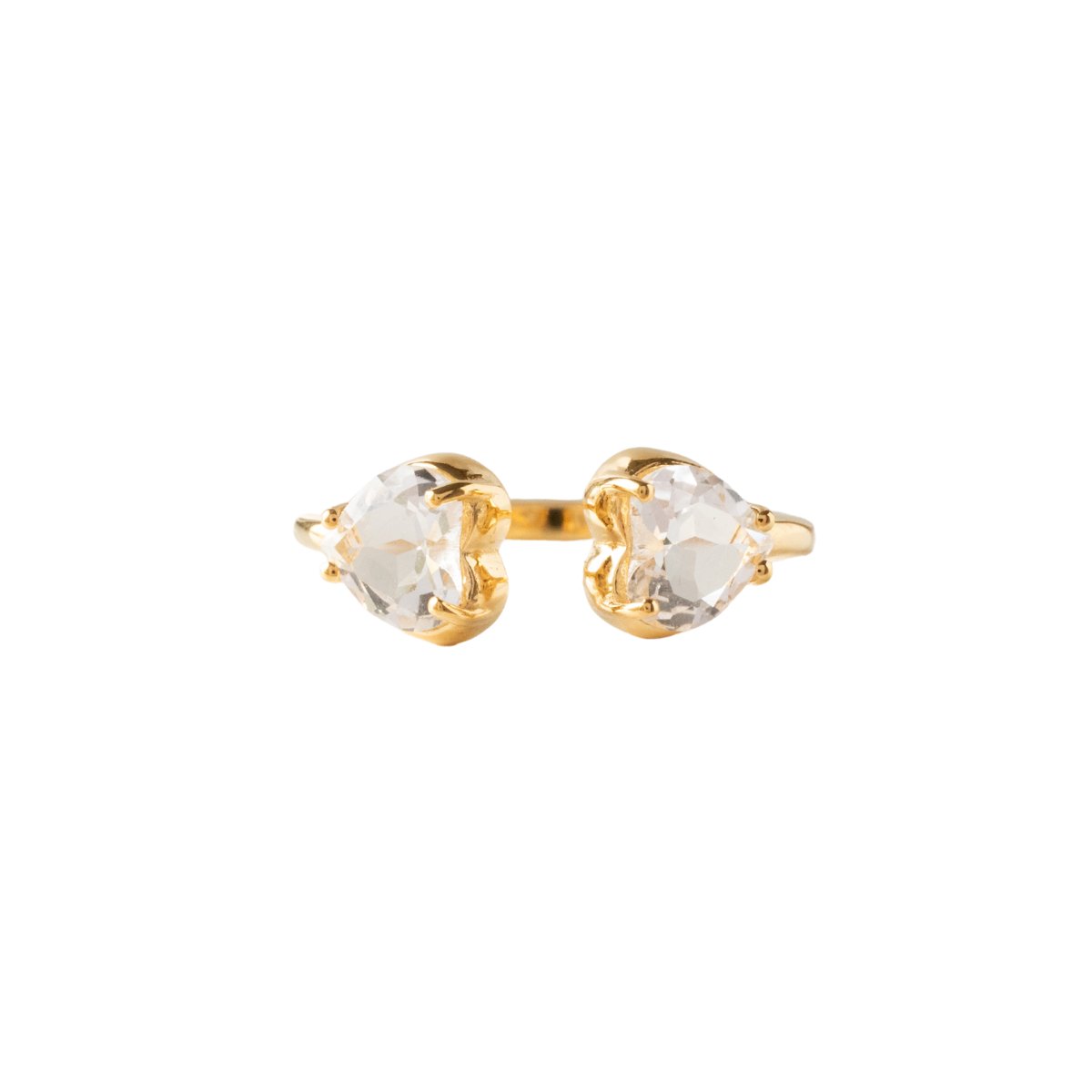 LOVE DUO HEART RING - WHITE TOPAZ & GOLD - SO PRETTY CARA COTTER