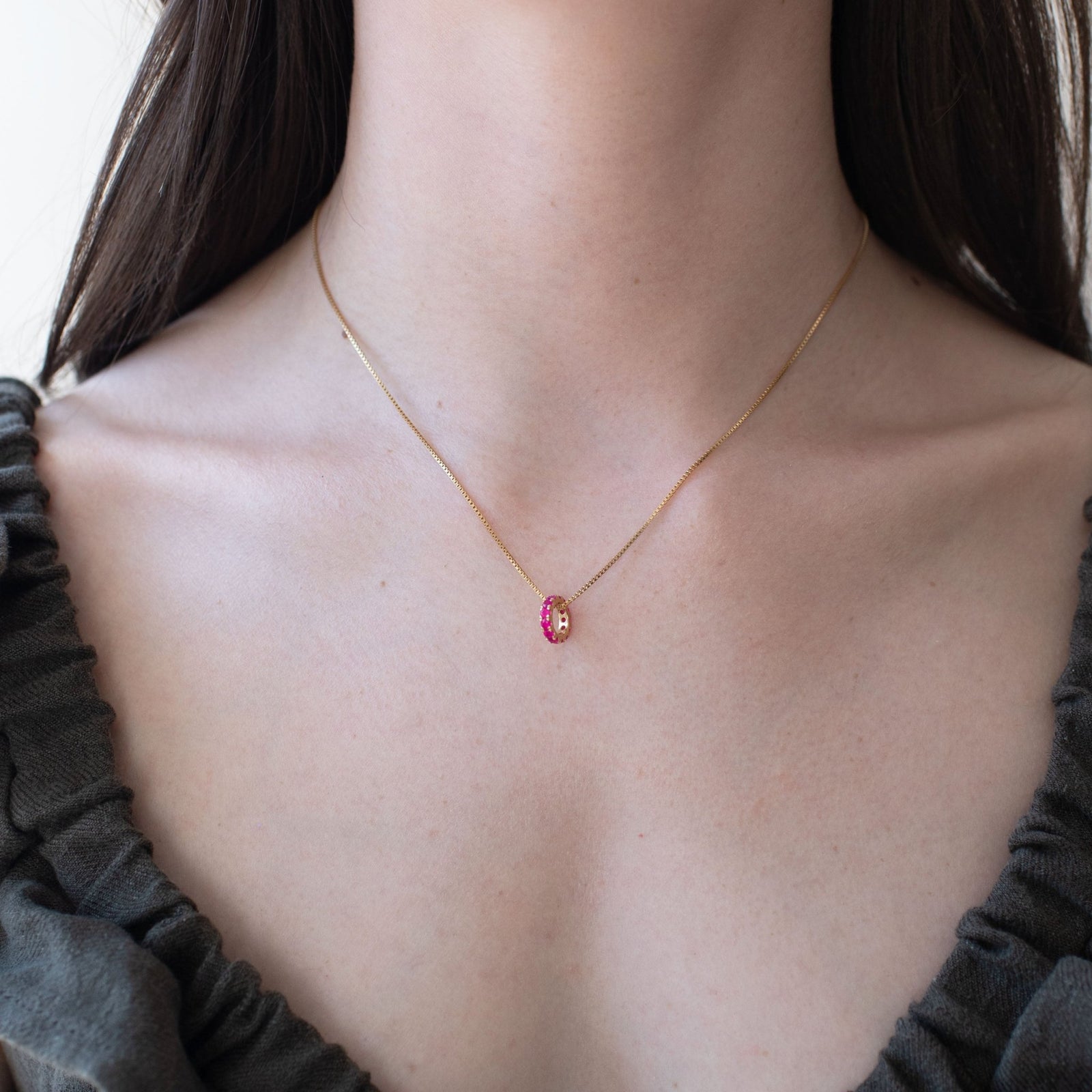 LOVE ETERNITY RING CHARM - HOT PINK CHALCEDONY - SO PRETTY CARA COTTER