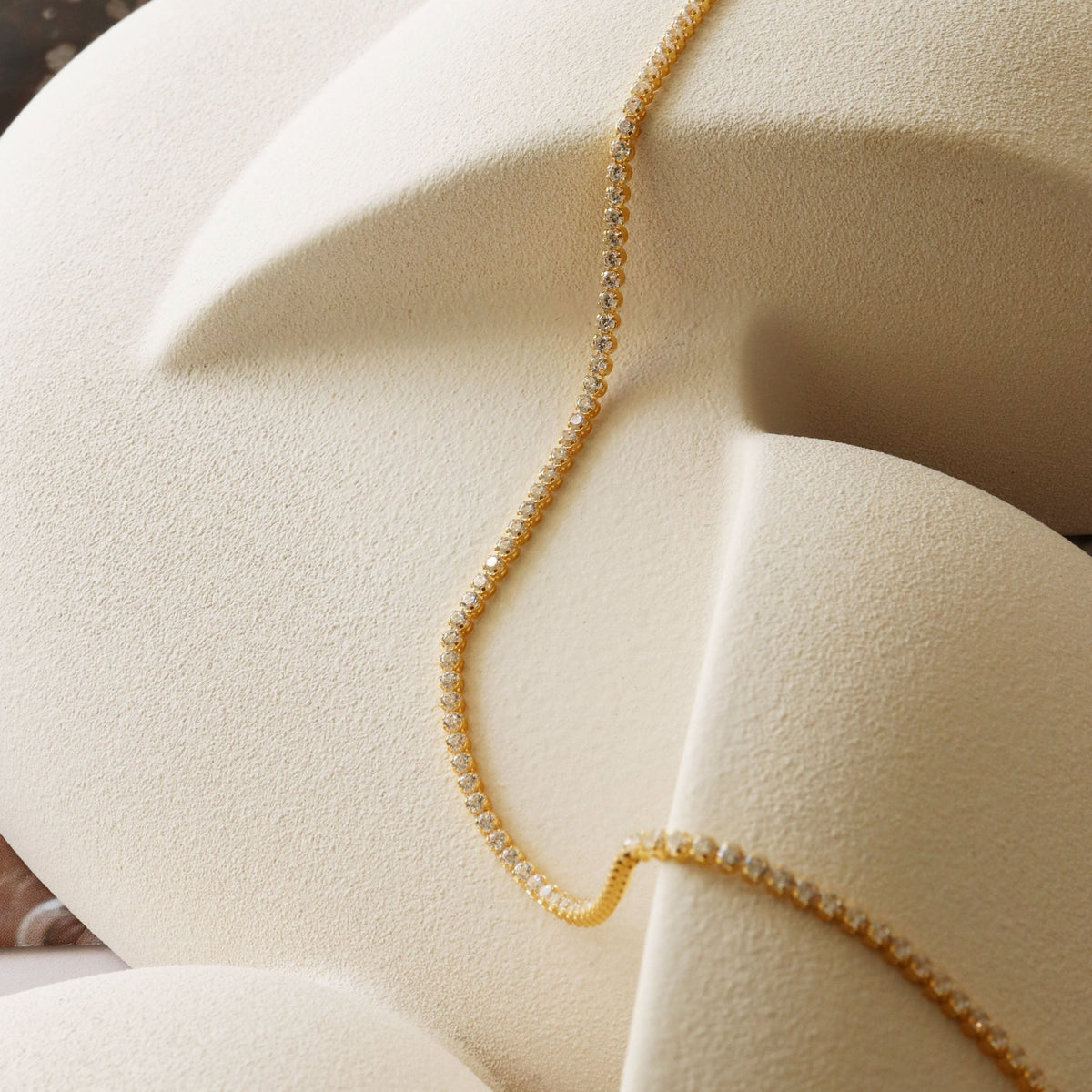LOVE FLOATING TENNIS NECKLACE - CUBIC ZIRCONIA &amp; GOLD - SO PRETTY CARA COTTER
