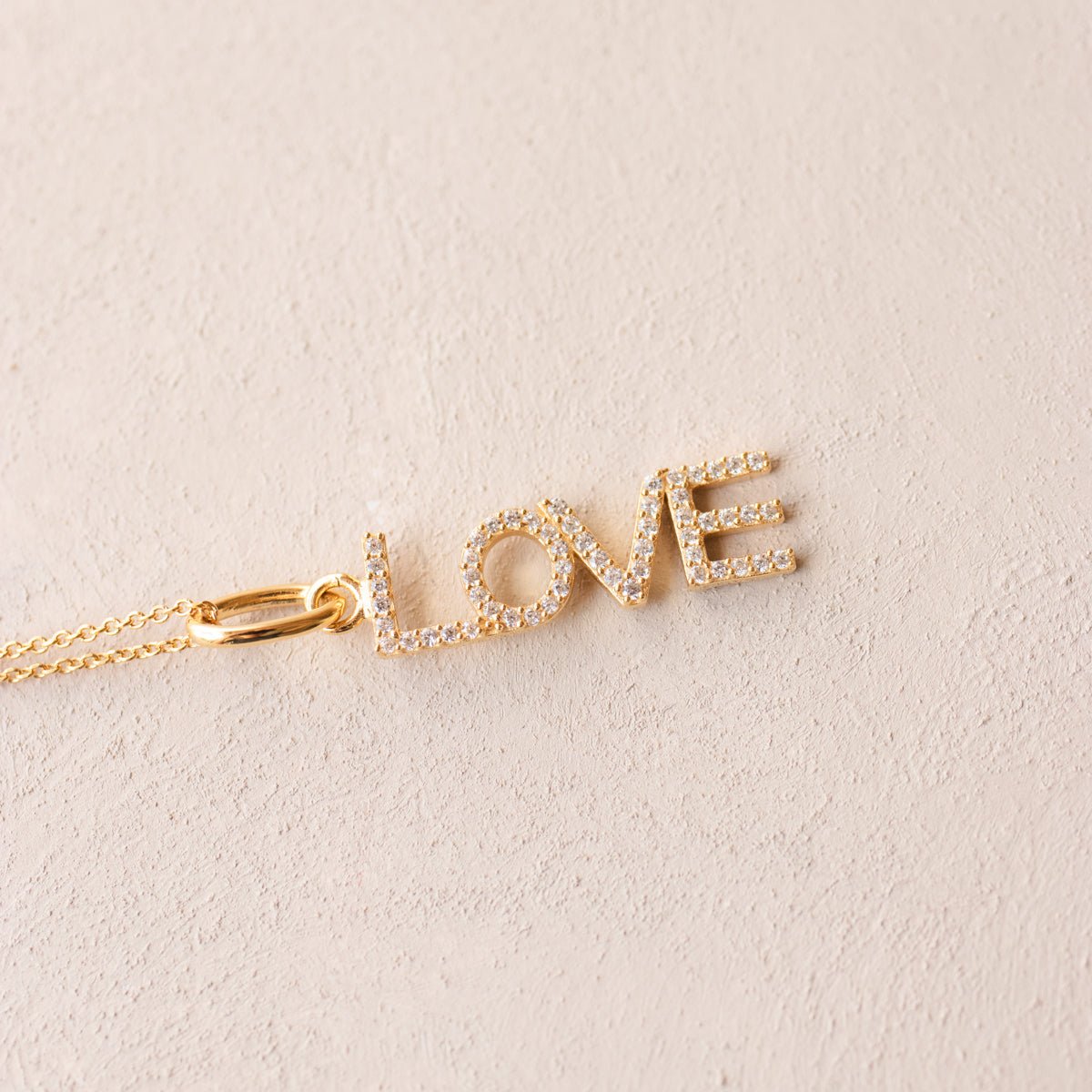 LOVE NAMESAKE NECKLACE - CUBIC ZIRCONIA &amp; GOLD - SO PRETTY CARA COTTER