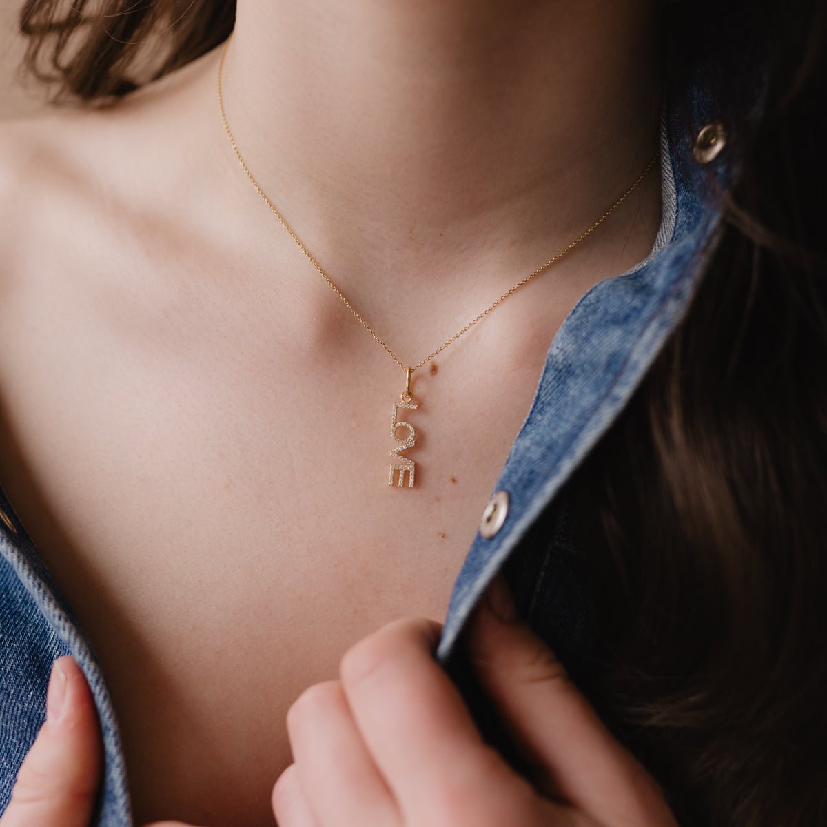 LOVE NAMESAKE NECKLACE - CUBIC ZIRCONIA &amp; GOLD - SO PRETTY CARA COTTER