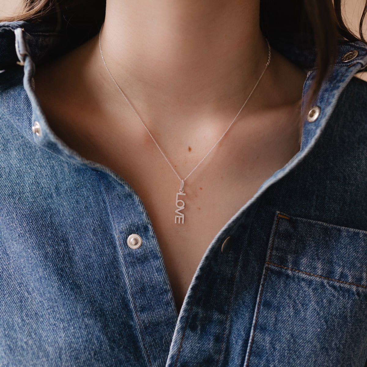 LOVE NAMESAKE NECKLACE - CUBIC ZIRCONIA &amp; SILVER - SO PRETTY CARA COTTER