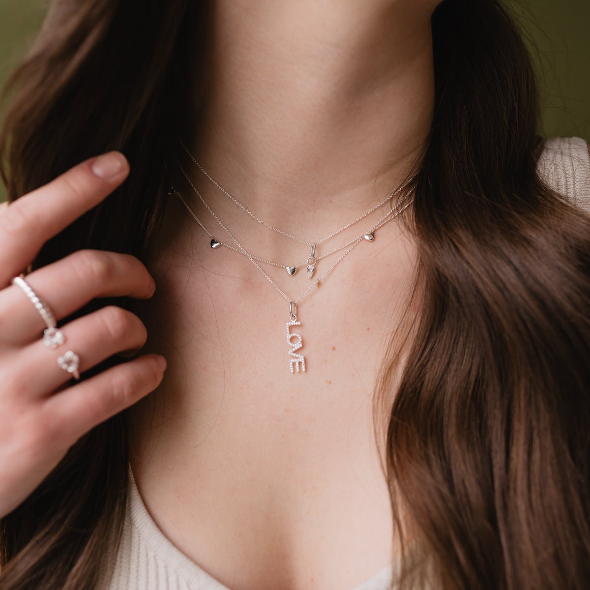 LOVE NAMESAKE NECKLACE - CUBIC ZIRCONIA &amp; SILVER - SO PRETTY CARA COTTER