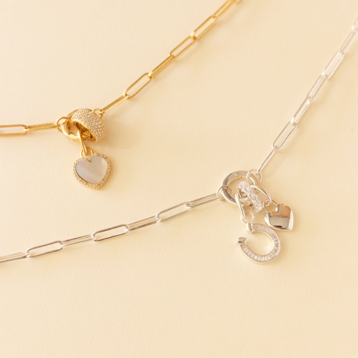 LOVE PAVE CRYSTAL HEART CHARM - MOTHER OF PEARL - SO PRETTY CARA COTTER