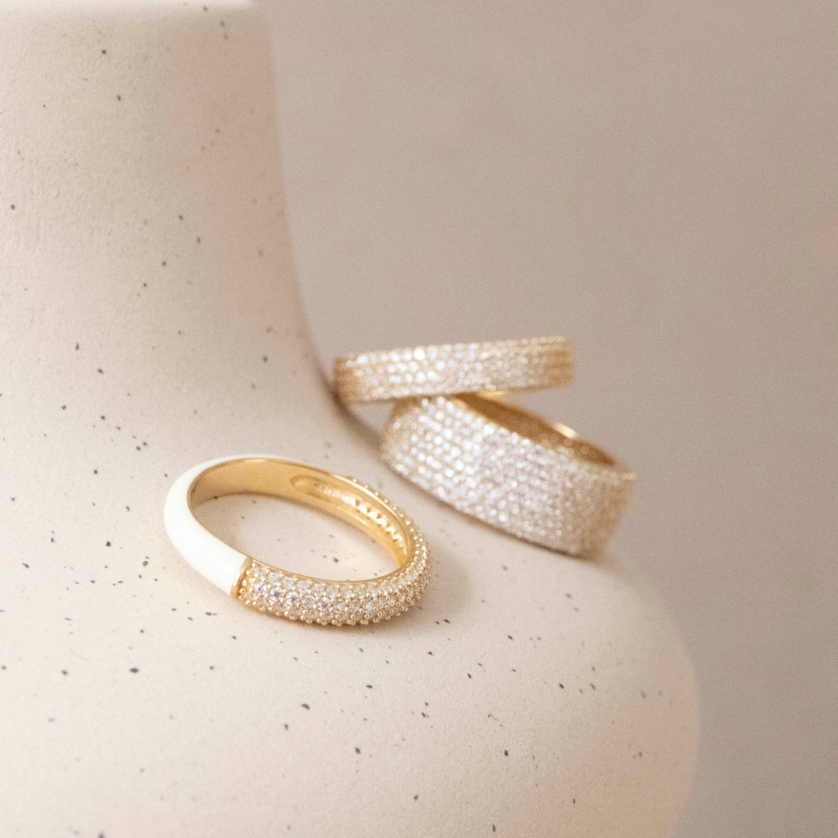 LOVE PAVÉ ENAMEL BAND - CREAM ENAMEL &amp; CUBIC ZIRCONIA - SO PRETTY CARA COTTER