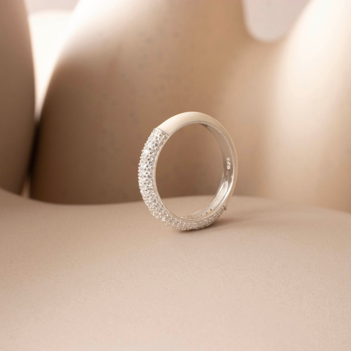 LOVE PAVÉ ENAMEL BAND - CREAM ENAMEL &amp; CUBIC ZIRCONIA - SO PRETTY CARA COTTER