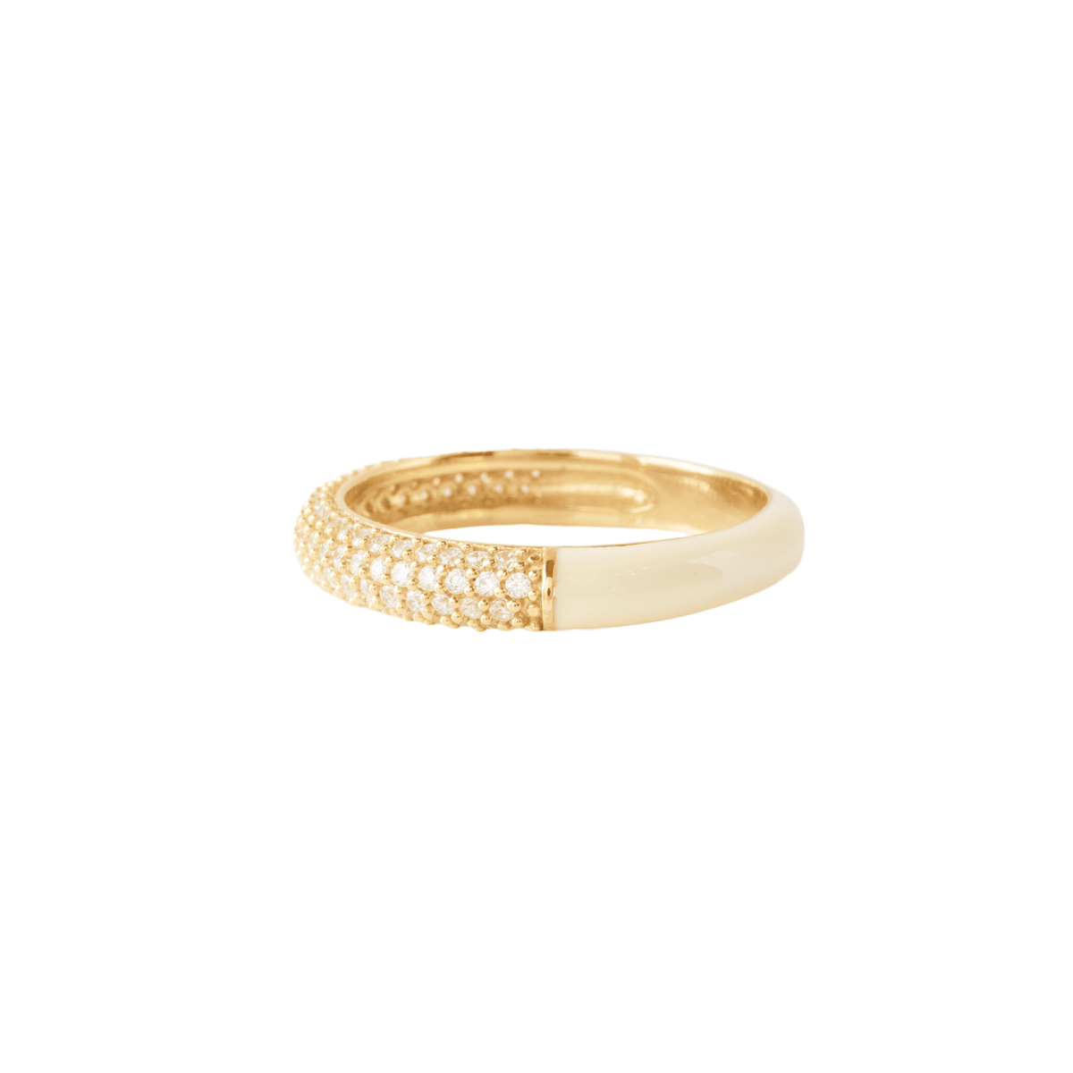 LOVE PAVÉ ENAMEL BAND - CREAM ENAMEL &amp; CUBIC ZIRCONIA - SO PRETTY CARA COTTER