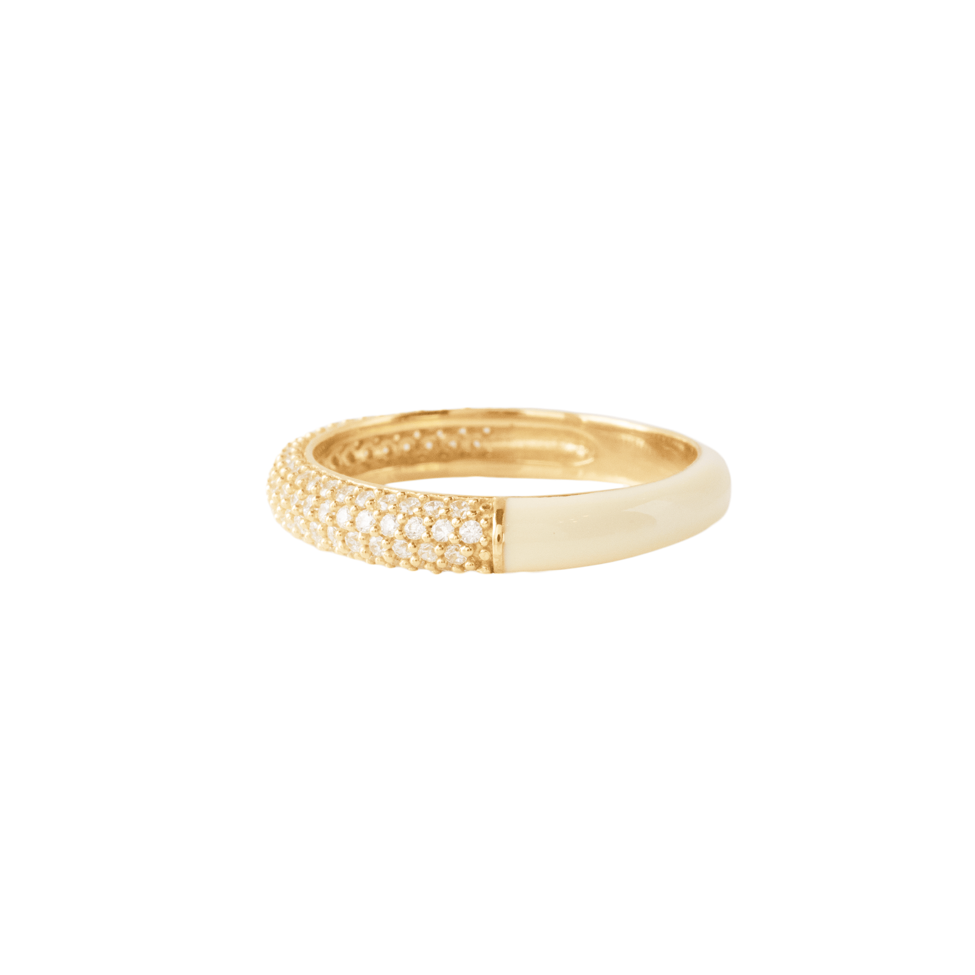 LOVE PAVÉ ENAMEL BAND - CREAM ENAMEL & CUBIC ZIRCONIA - SO PRETTY CARA COTTER