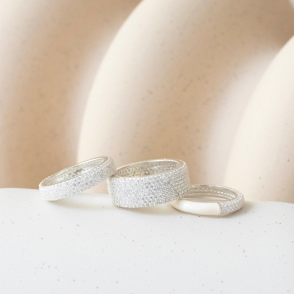 LOVE PAVÉ ENAMEL BAND - CREAM ENAMEL &amp; CUBIC ZIRCONIA - SO PRETTY CARA COTTER