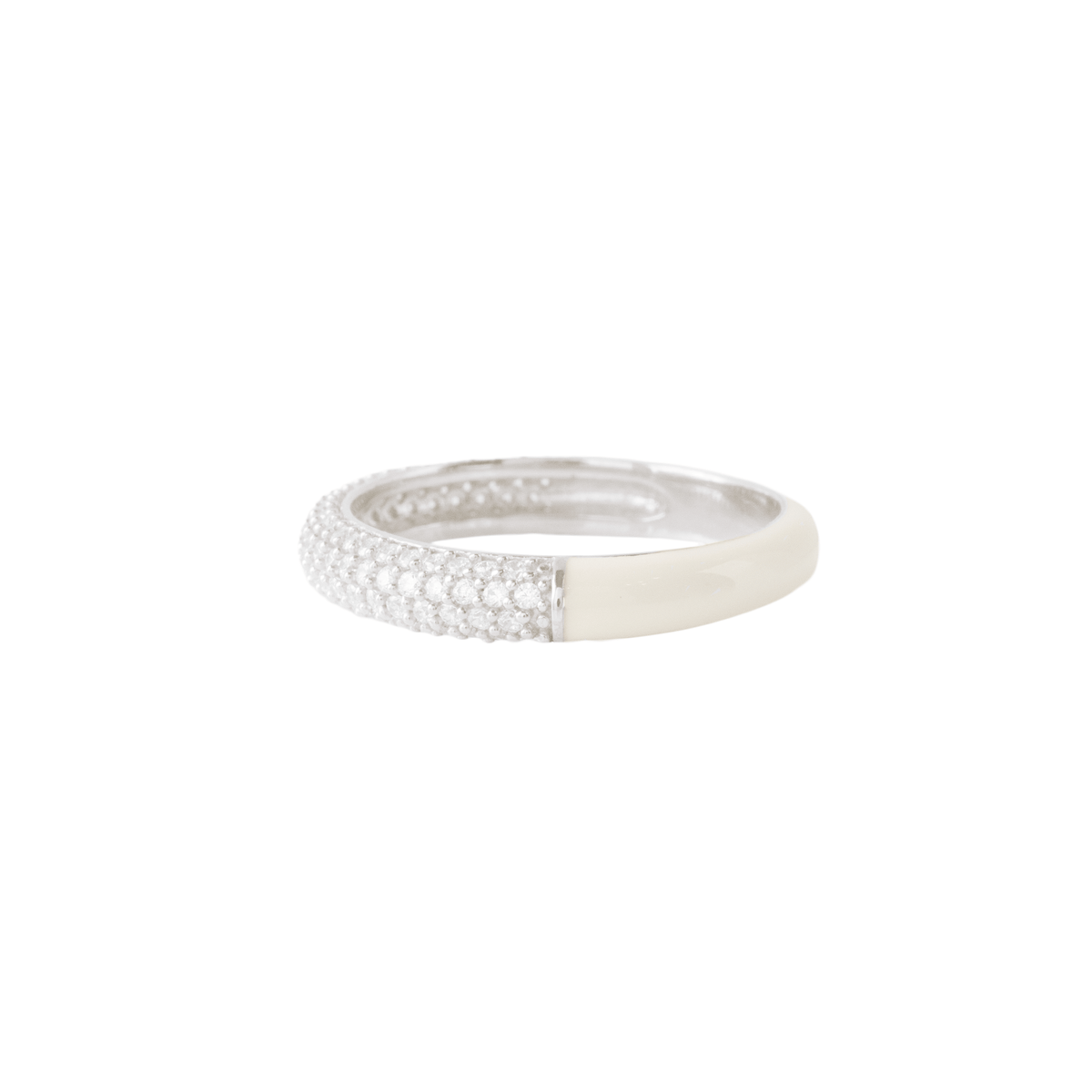 LOVE PAVÉ ENAMEL BAND - CREAM ENAMEL &amp; CUBIC ZIRCONIA - SO PRETTY CARA COTTER