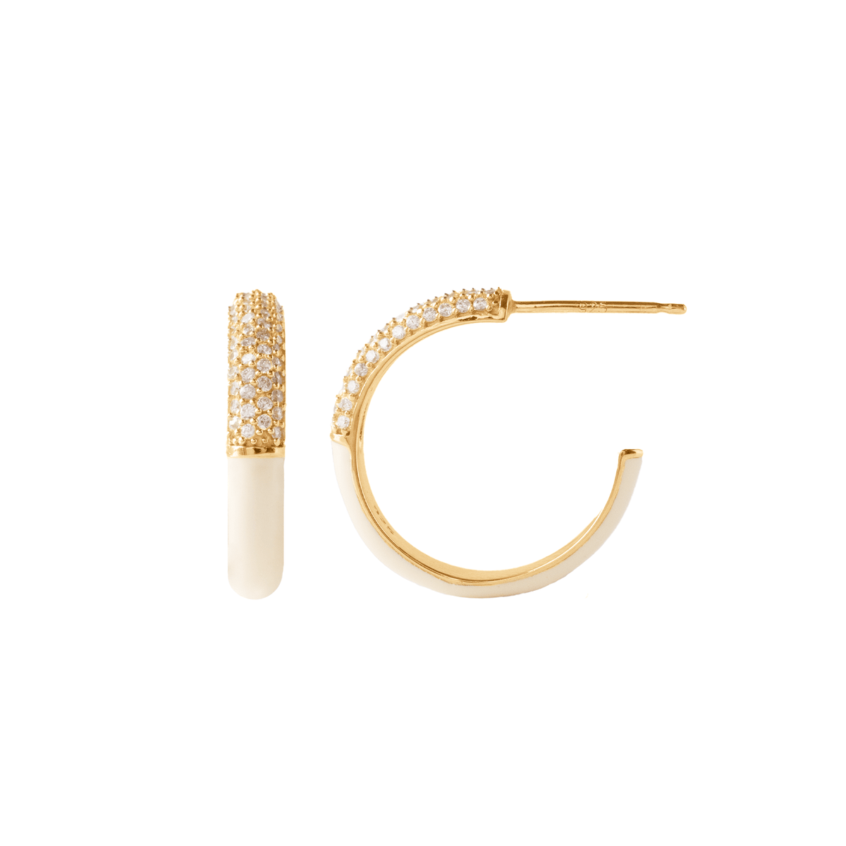 LOVE PAVÉ ENAMEL HOOPS - CREAM ENAMEL &amp; CUBIC ZIRCONIA - SO PRETTY CARA COTTER