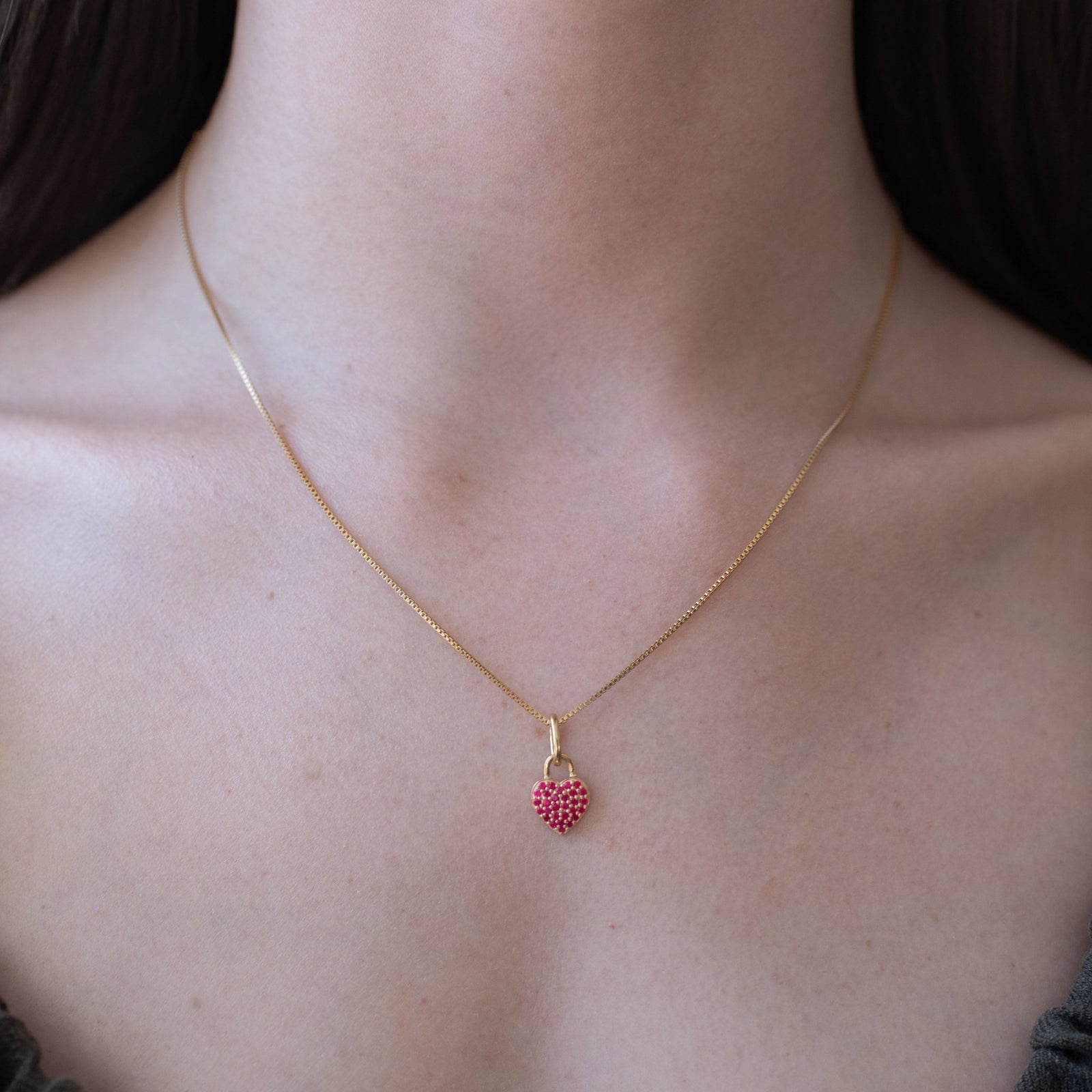 LOVE PAVE HEART CHARM - HOT PINK CHALCEDONY - SO PRETTY CARA COTTER