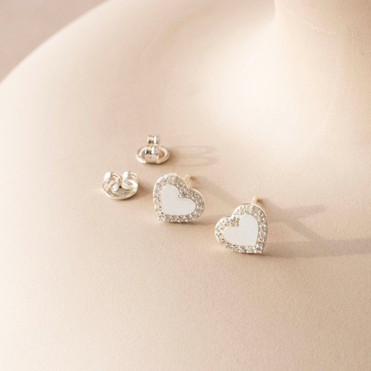 LOVE PAVÉ HEART STUDS - CUBIC ZIRCONIA - SO PRETTY CARA COTTER