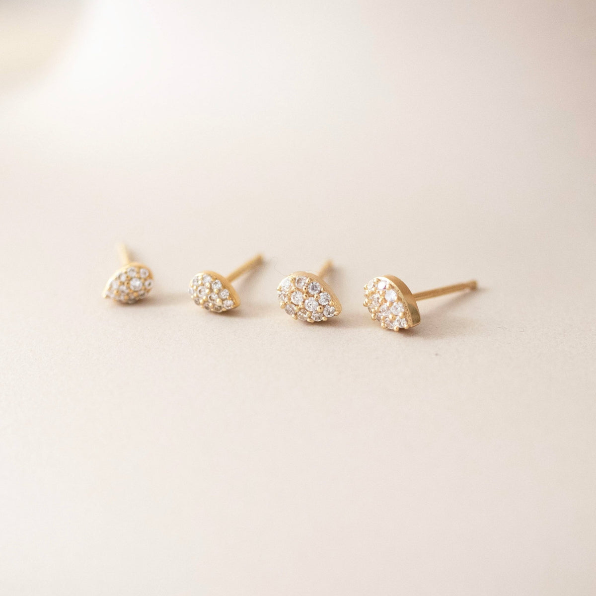 LOVE PAVÉ PEAR STUDS - CUBIC ZIRCONIA - SO PRETTY CARA COTTER