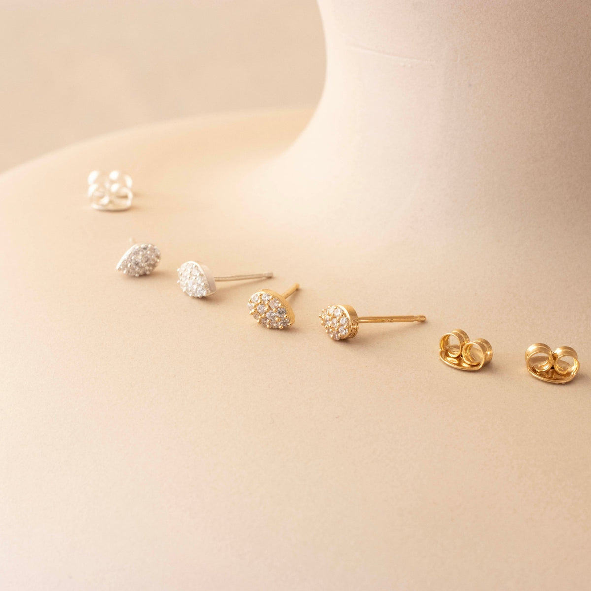 LOVE PAVÉ PEAR STUDS - CUBIC ZIRCONIA - SO PRETTY CARA COTTER