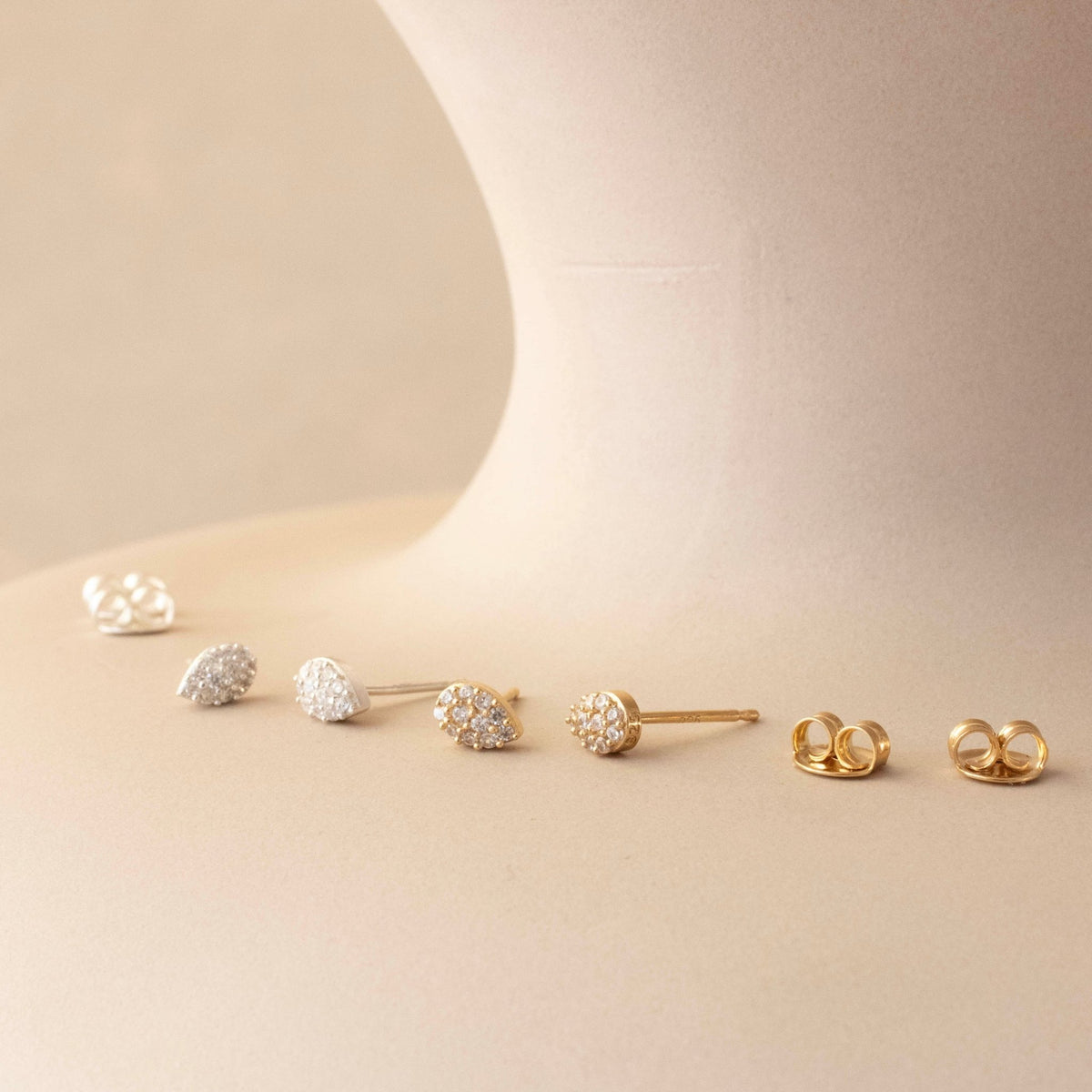 LOVE PAVÉ PEAR STUDS - CUBIC ZIRCONIA - SO PRETTY CARA COTTER