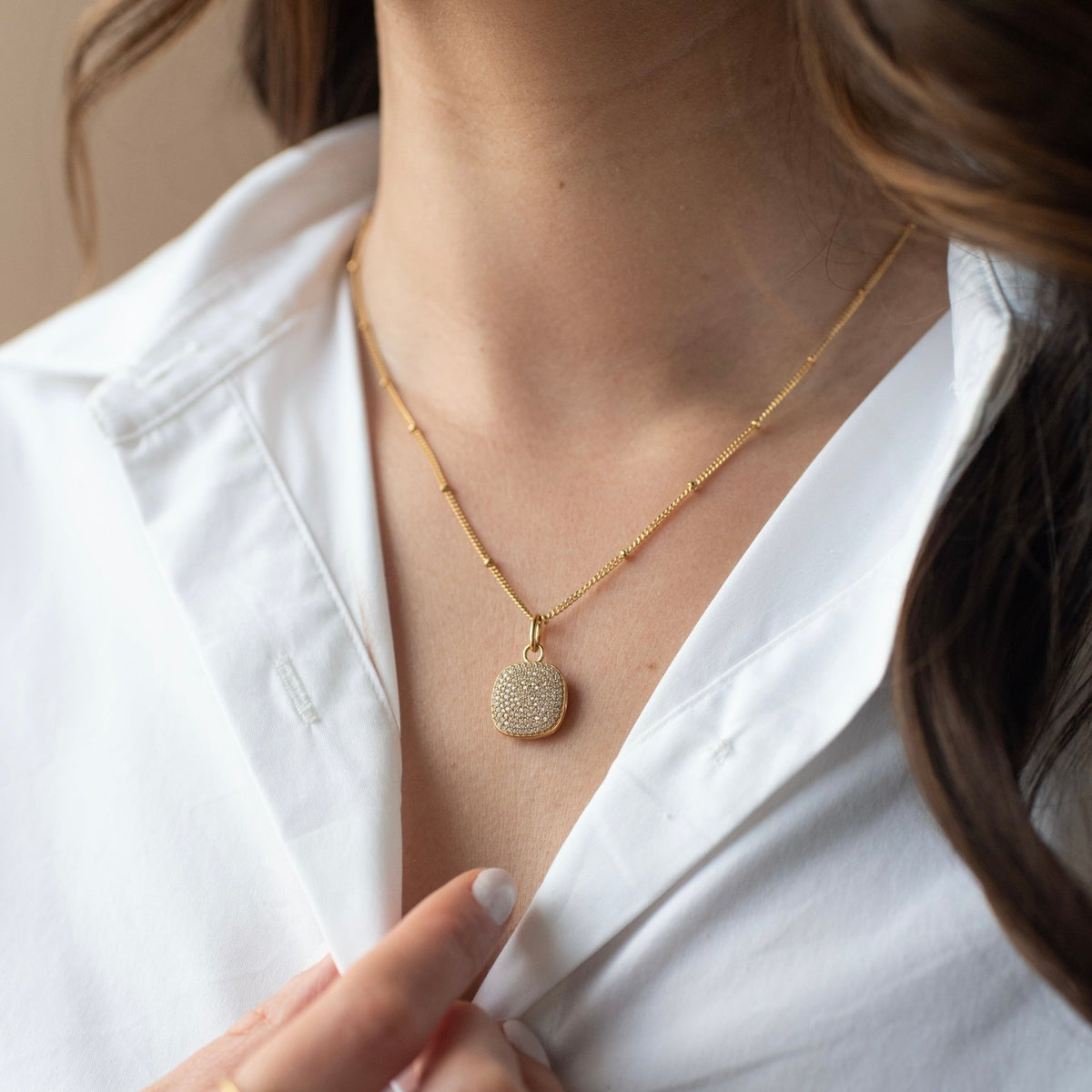 Love Pavé Sculpted Square Locket - SO PRETTY CARA COTTER