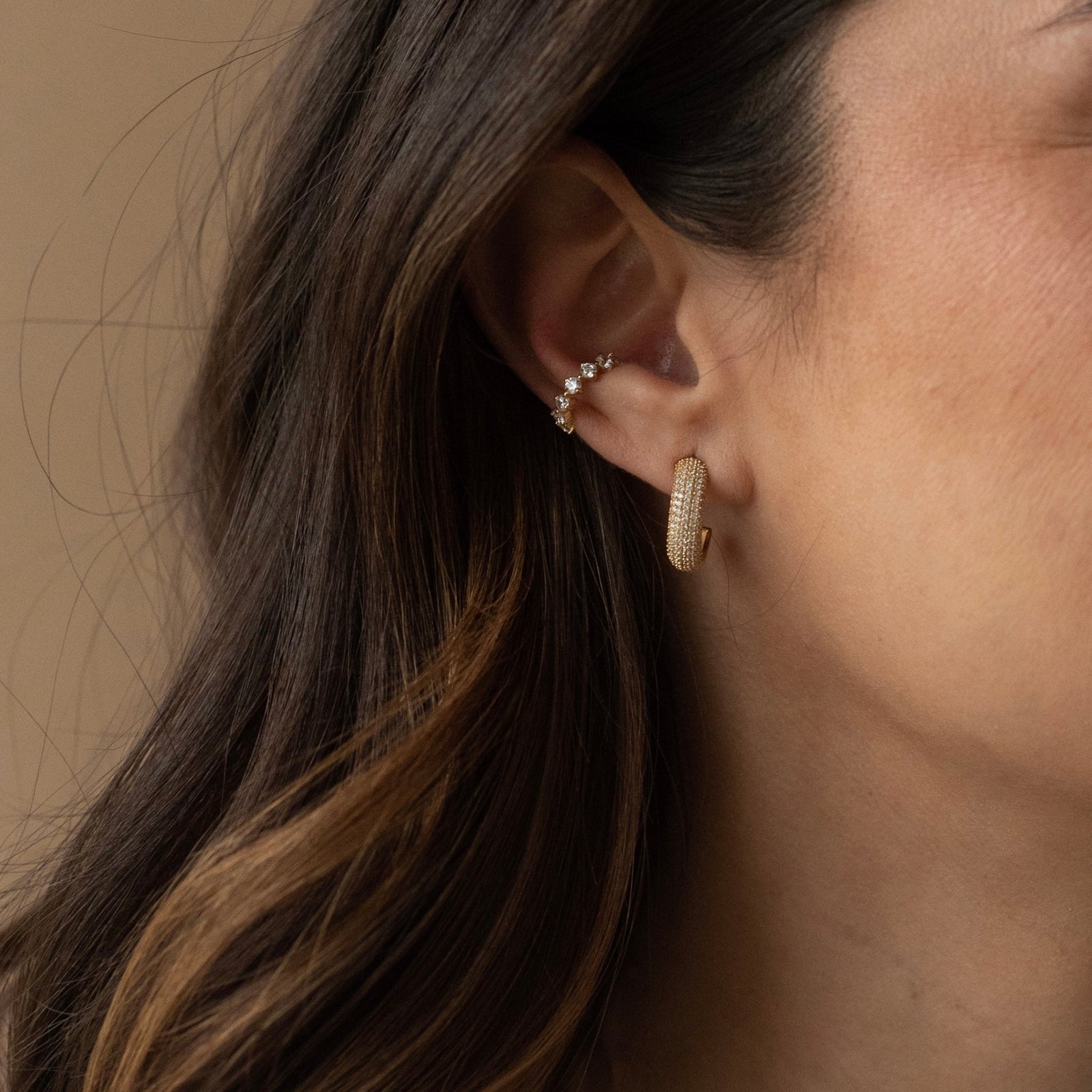 Love Sculpted Pavé Huggie Hoops - SO PRETTY CARA COTTER