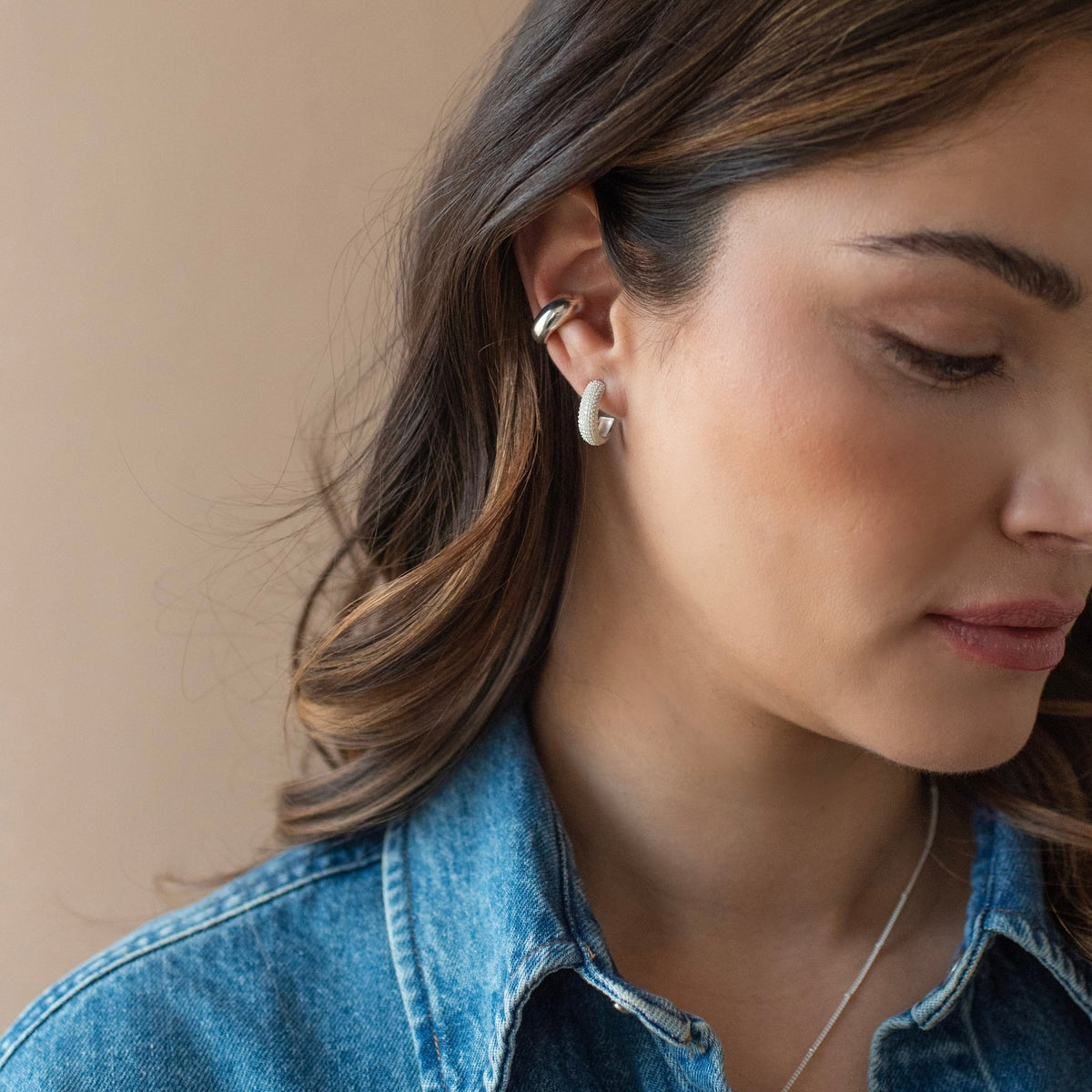 Love Sculpted Pavé Huggie Hoops - SO PRETTY CARA COTTER