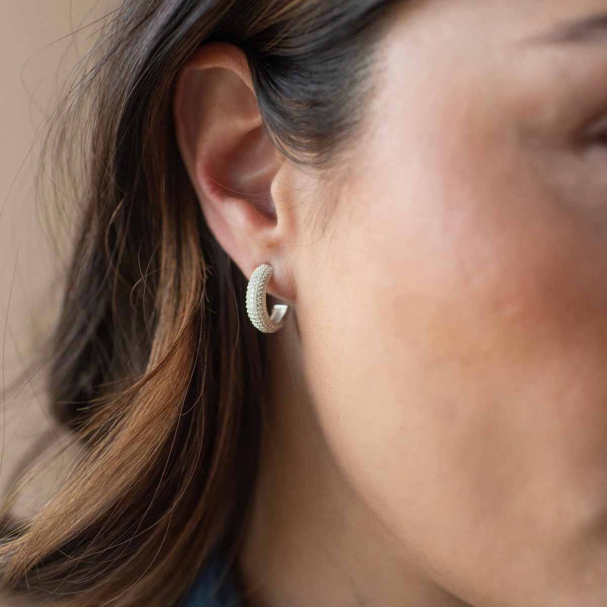 Love Sculpted Pavé Huggie Hoops - SO PRETTY CARA COTTER