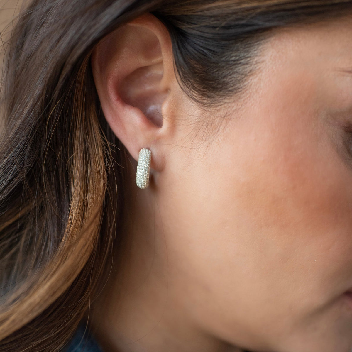 Love Sculpted Pavé Huggie Hoops - SO PRETTY CARA COTTER