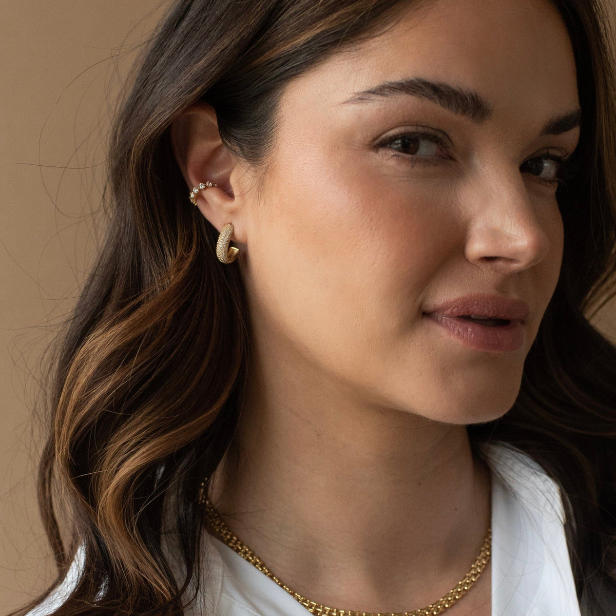 Love Sculpted Pavé Huggie Hoops - SO PRETTY CARA COTTER