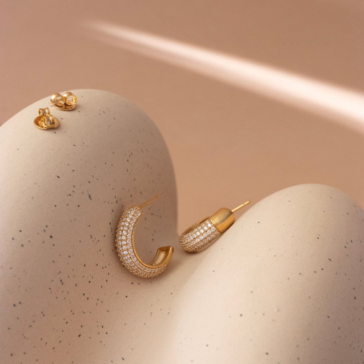 Love Sculpted Pavé Huggie Hoops - SO PRETTY CARA COTTER