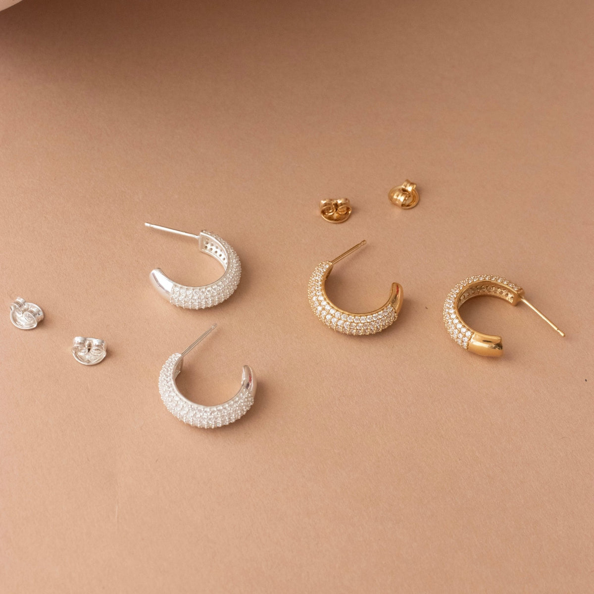 Love Sculpted Pavé Huggie Hoops - SO PRETTY CARA COTTER