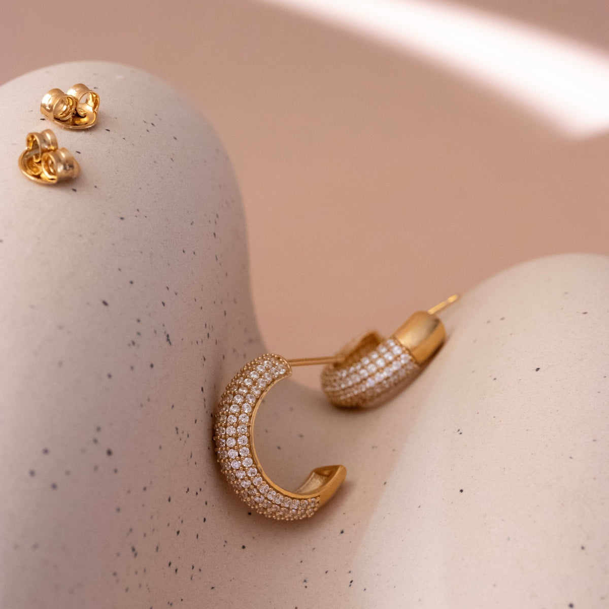 Love Sculpted Pavé Huggie Hoops - SO PRETTY CARA COTTER
