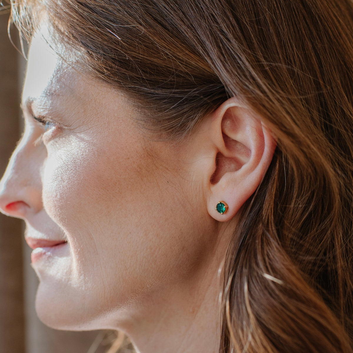 LOVE SOLITAIRE STUDS - EMERALD - SO PRETTY CARA COTTER