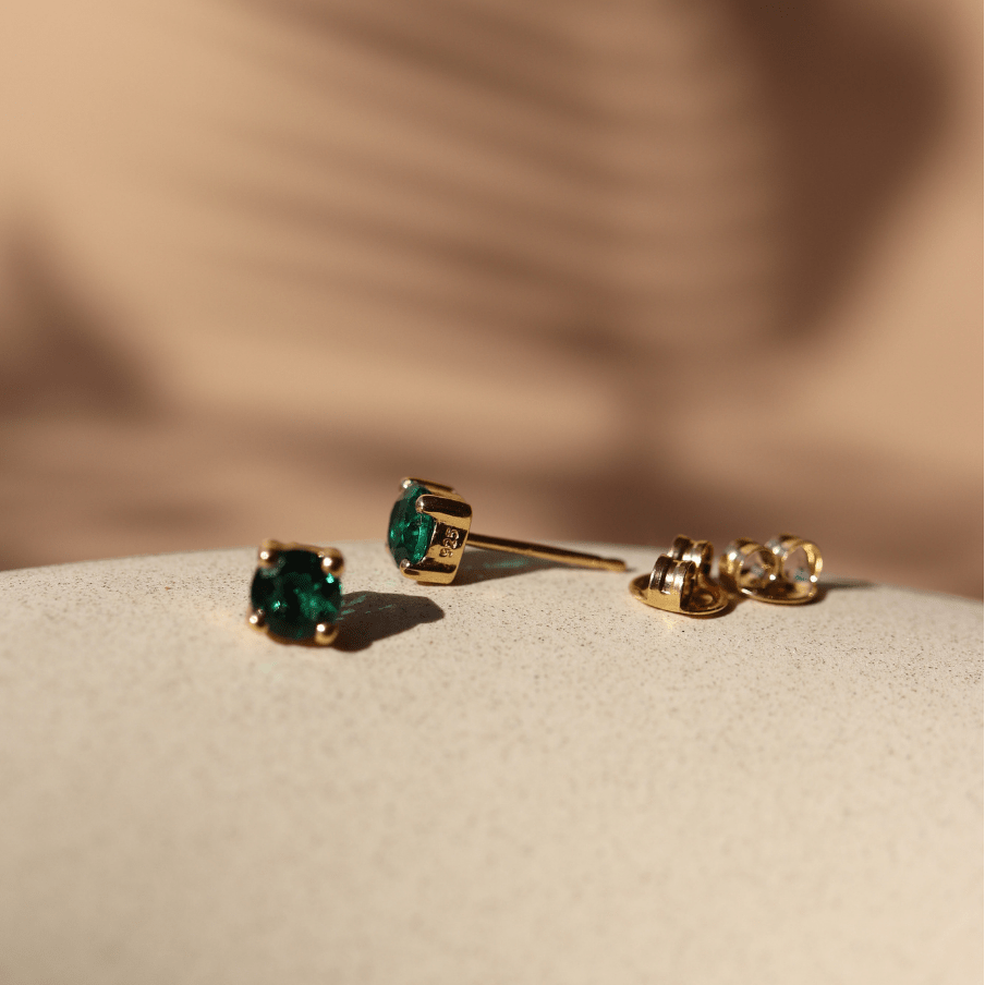 LOVE SOLITAIRE STUDS - EMERALD - SO PRETTY CARA COTTER