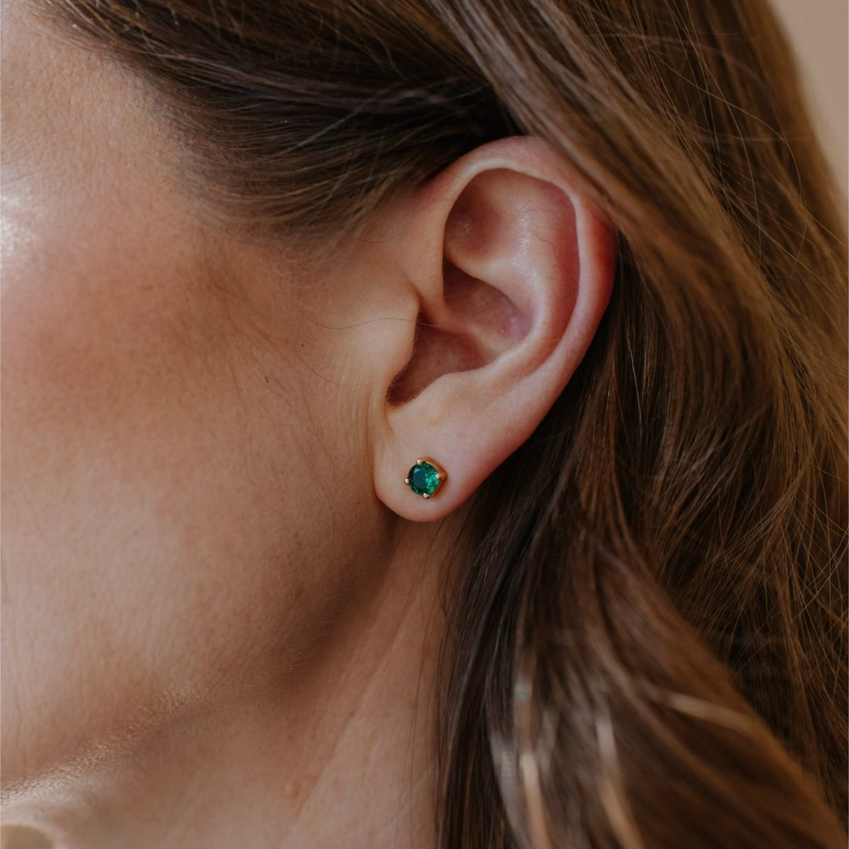 LOVE SOLITAIRE STUDS - EMERALD - SO PRETTY CARA COTTER