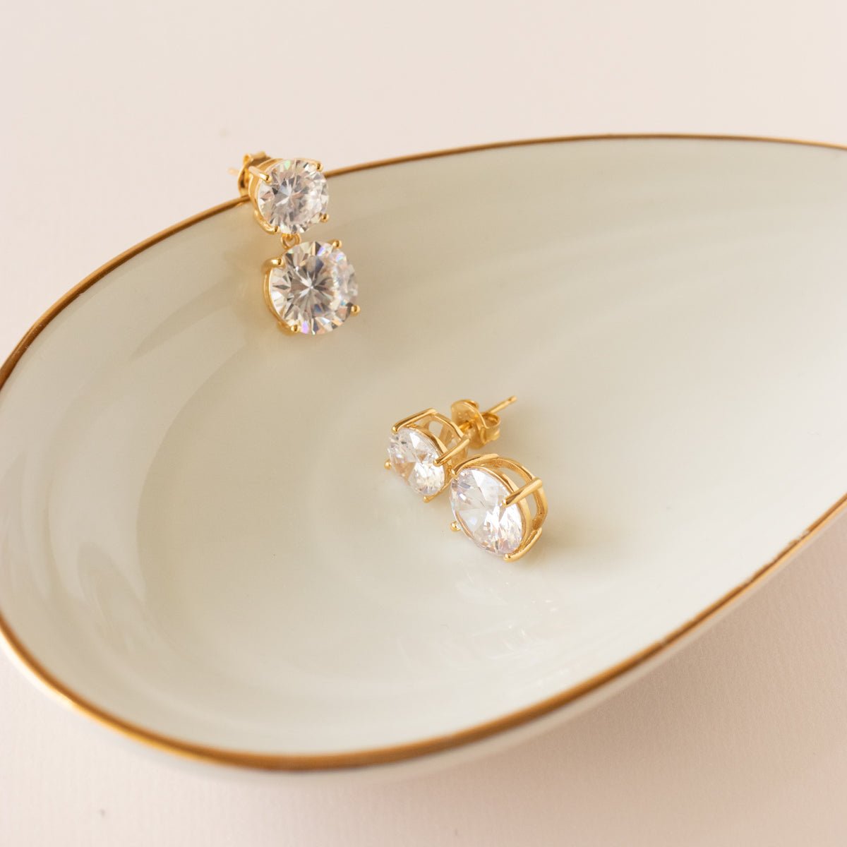 LOVE STATEMENT DROP EARRINGS - CUBIC ZIRCONIA &amp; GOLD - SO PRETTY CARA COTTER