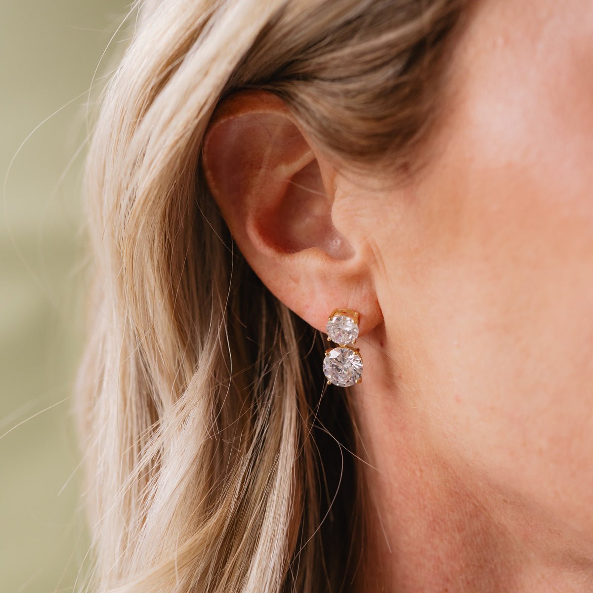 LOVE STATEMENT DROP EARRINGS - CUBIC ZIRCONIA &amp; GOLD - SO PRETTY CARA COTTER